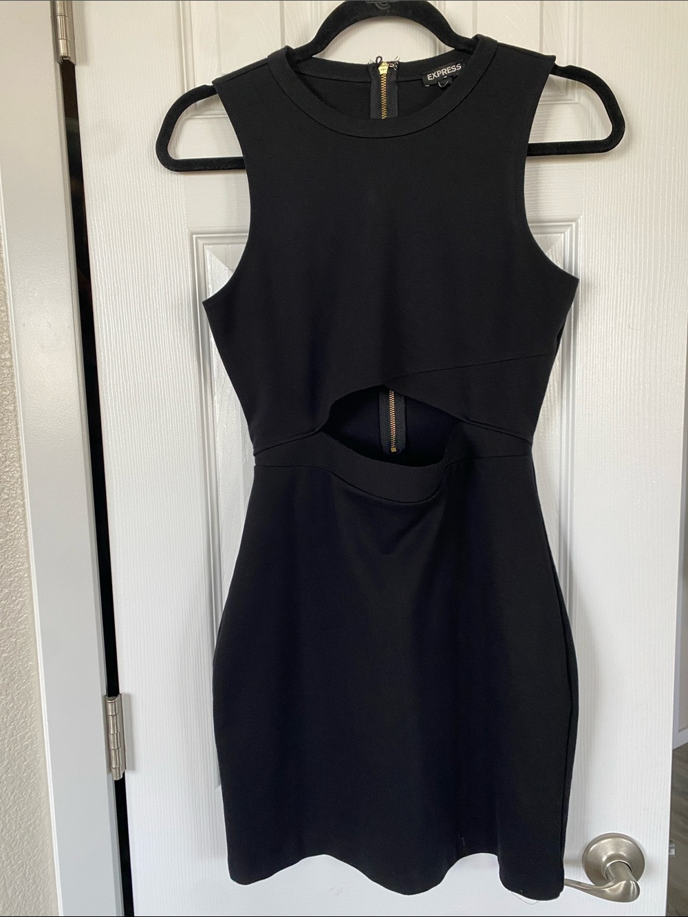 Express Black Sleeveless Mini Dress with Cutout Detail